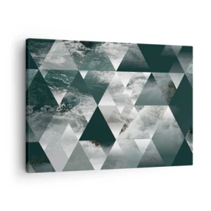 Obraz na plátne - Geometrický vzor s motívom vĺn v odtieňoch zelenej - 70x50cm - Krištáľová perspektíva - Moderná nástenná dekorácia do obývacej izby a spálne ARTTOR