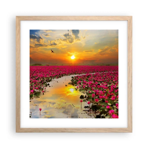 Plagát v ráme zo svetlého duba - Tajomný život jazera - 40x40 cm