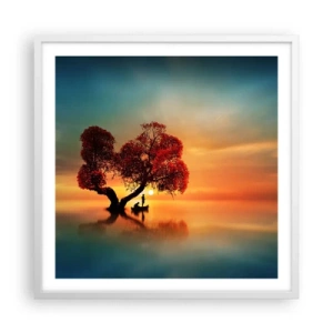 Plagát v bielom ráme - Voda a ticho vesmíru - 60x60 cm