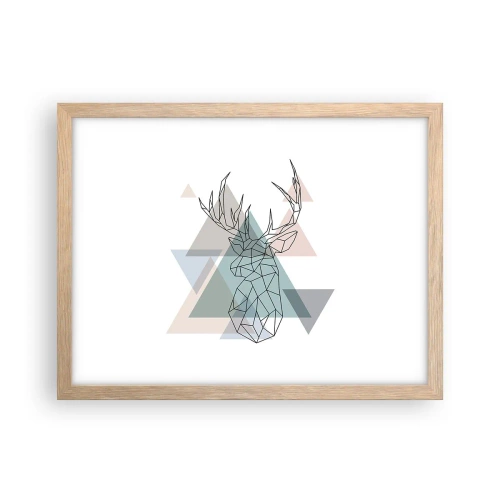 Plagát v ráme zo svetlého duba - V geometrickom lese - 40x30 cm