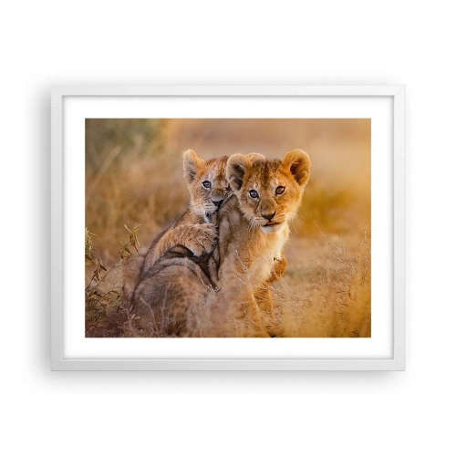 Plagát v bielom ráme - Nevyrušovať! Hrajme sa - 50x40 cm