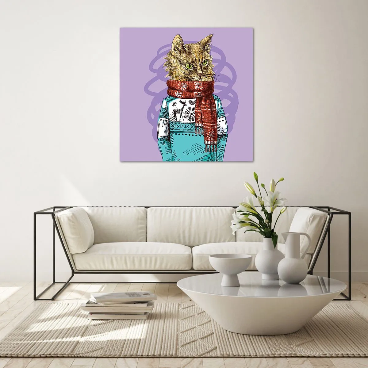 Obraz na skle - Mačka nielen v topánkach - 40x40 cm