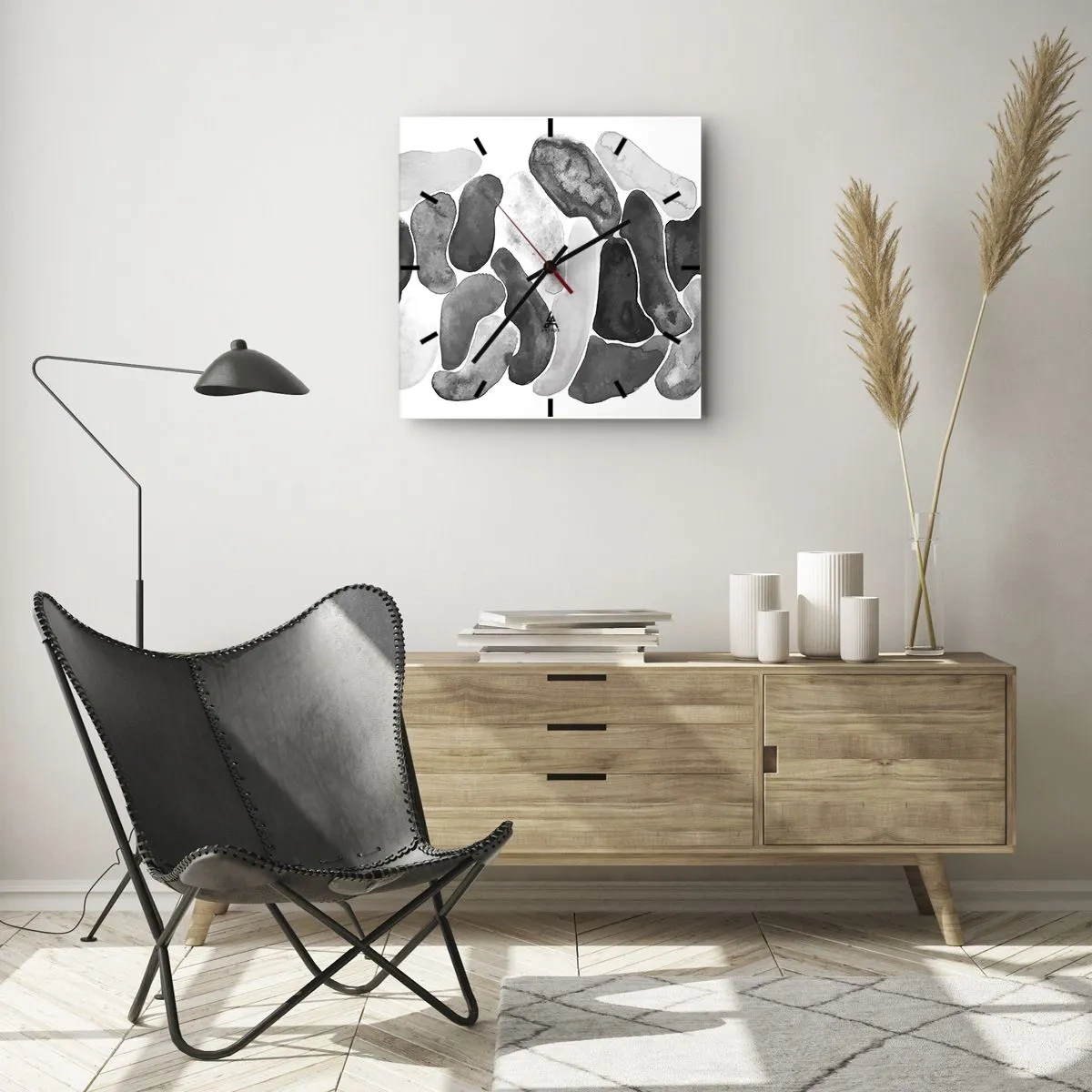 Nástenné hodiny - Kamenistá abstrakcia - 40x40 cm