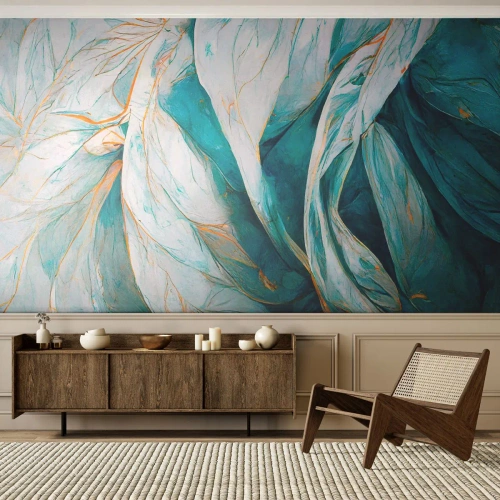Fototapeta na mieru Premium Canvas - Modrá abstrakcia so zlatým motívom - Kus, Art Deco, Jemný