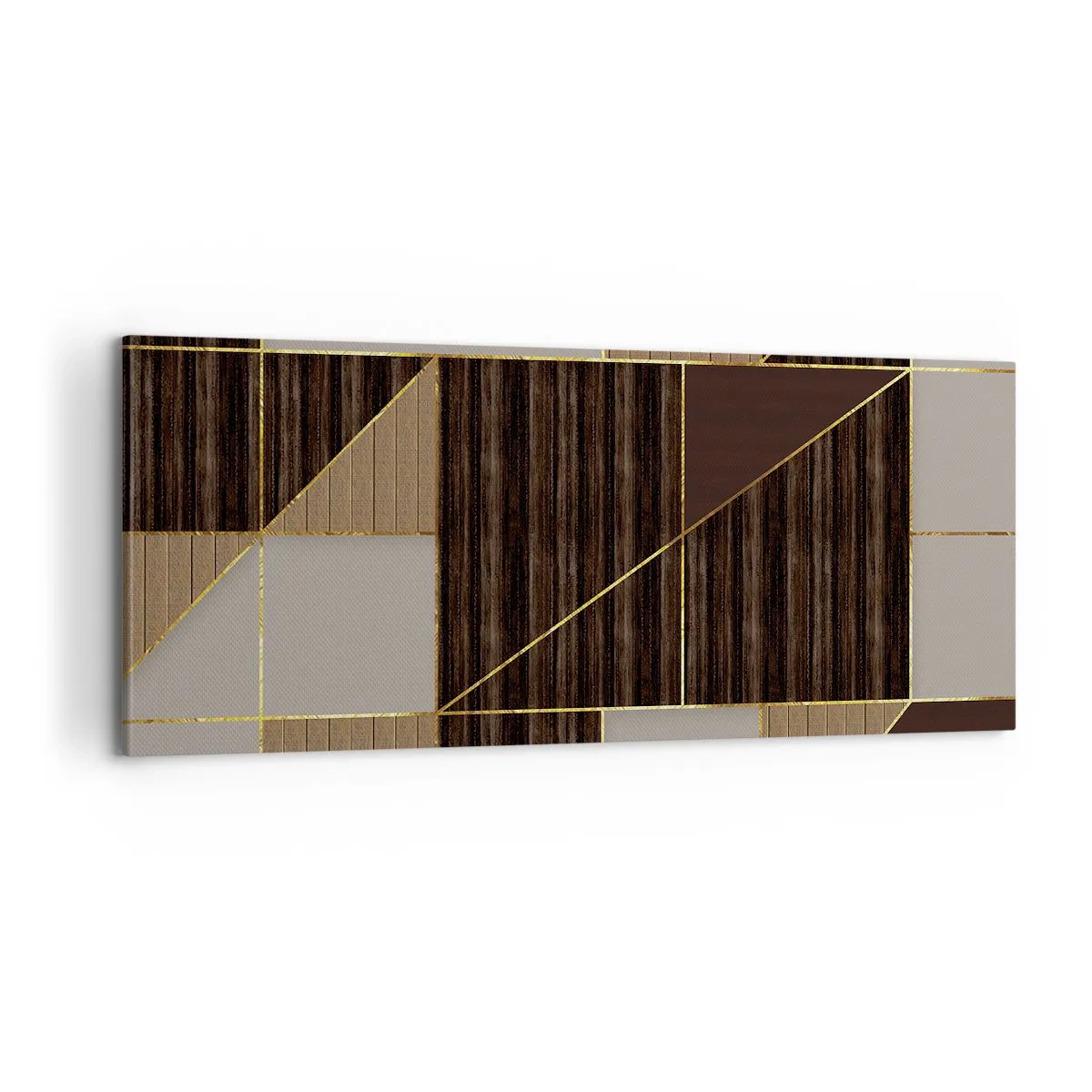 Obraz na plátne - Mozaika hnedej a zlatej - 100x40 cm