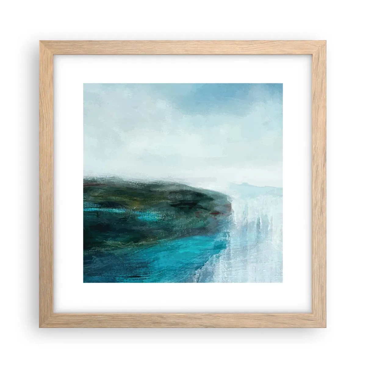 Plagát v ráme zo svetlého duba - Námorná abstrakcia - 30x30 cm