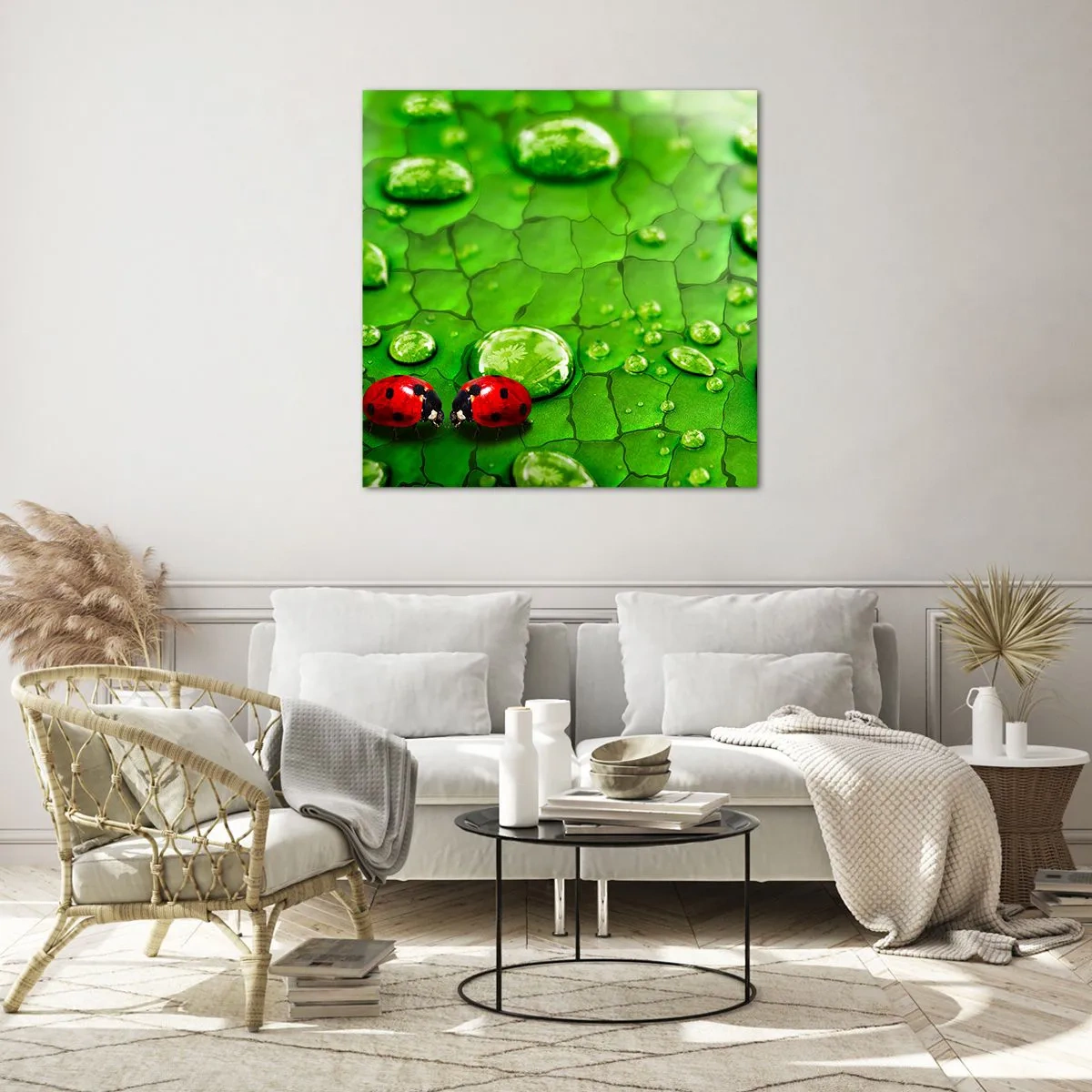 Obraz na skle - Stretnutie v zeleni - 50x50 cm