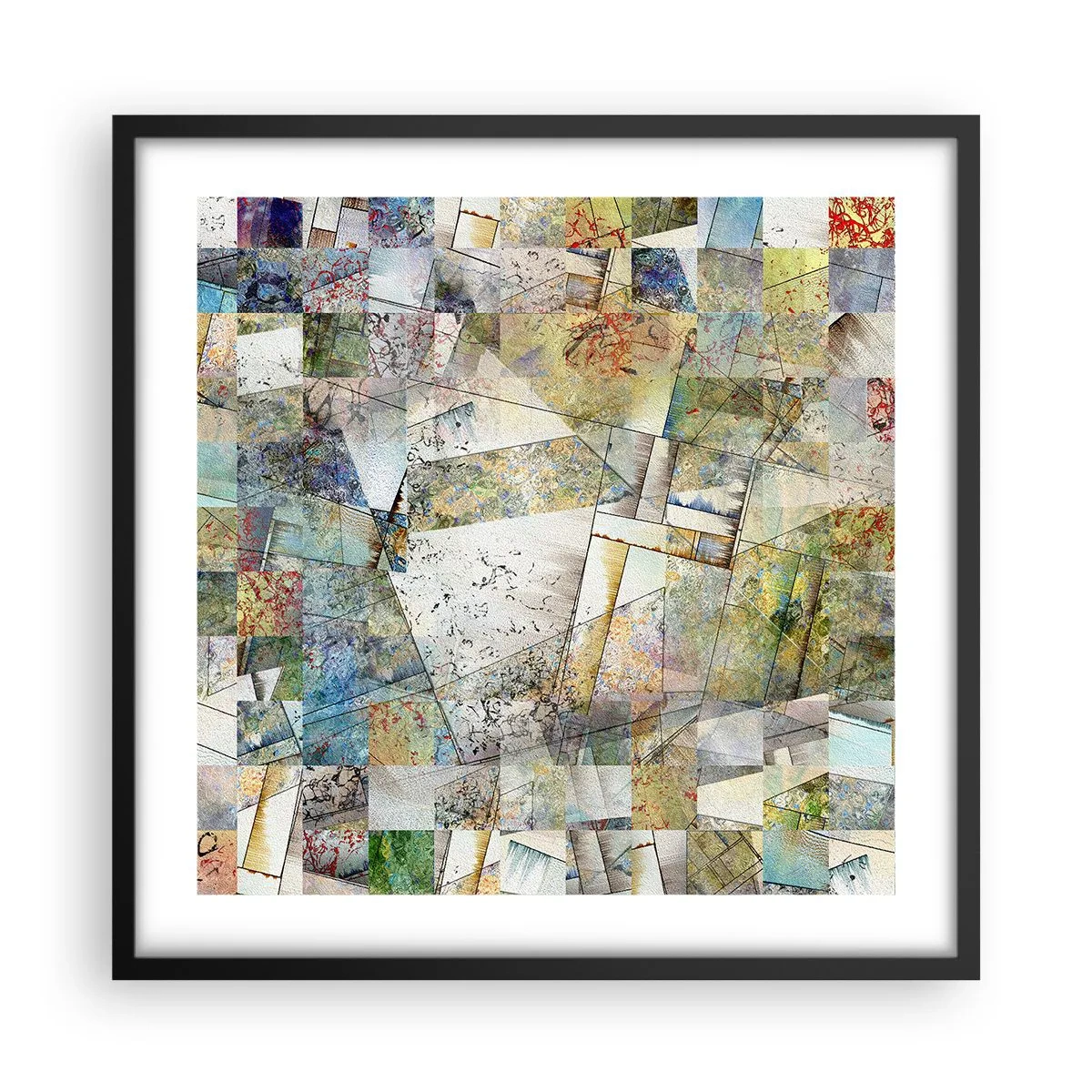 Plagát v čiernom ráme - Geometrické preskupenie - 50x50 cm