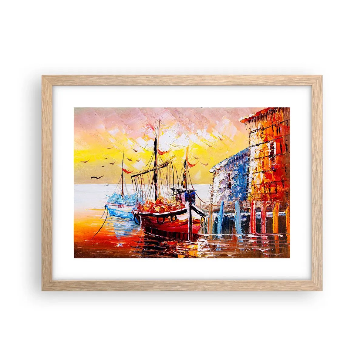 Plagát v ráme zo svetlého duba - Šťastný návrat - 40x30 cm