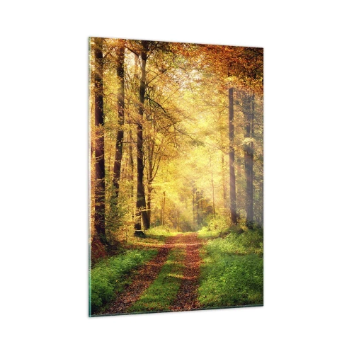 Obraz na skle - Lesno-zlaté ticho - 50x70 cm
