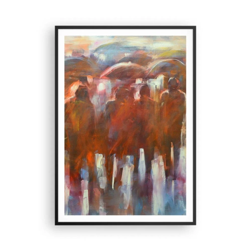 Plagát v čiernom ráme - Rovnocenní v daždi a hmle - 70x100 cm