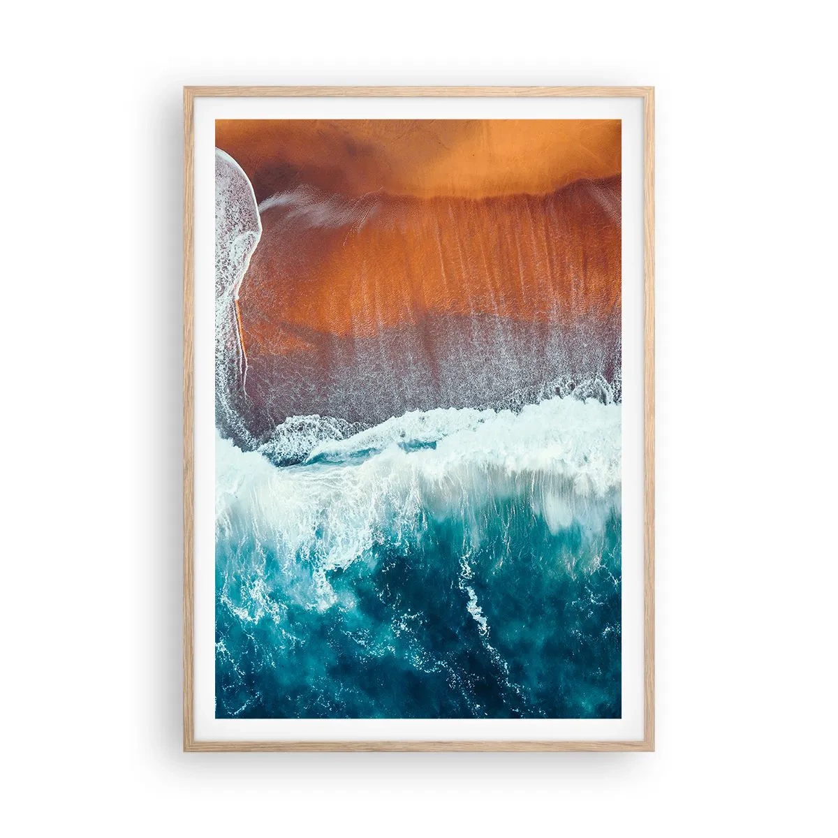 Plagát v ráme zo svetlého duba - Dotyk oceánu - 70x100 cm