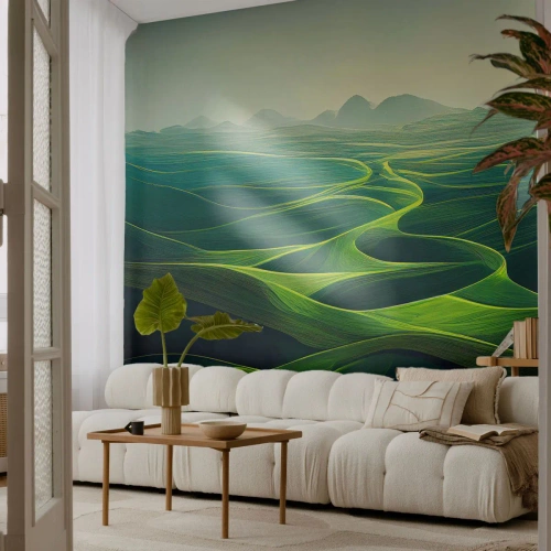 Fototapeta Premium Canvas - V zelených údoliach - Krajina, Lúka, Údolia - 500x350 cm