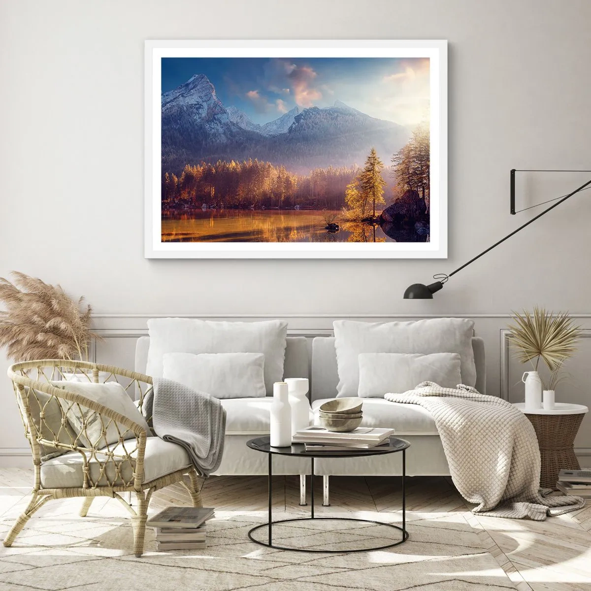 Plagát v bielom ráme - V horách a údoliach - 100x70 cm