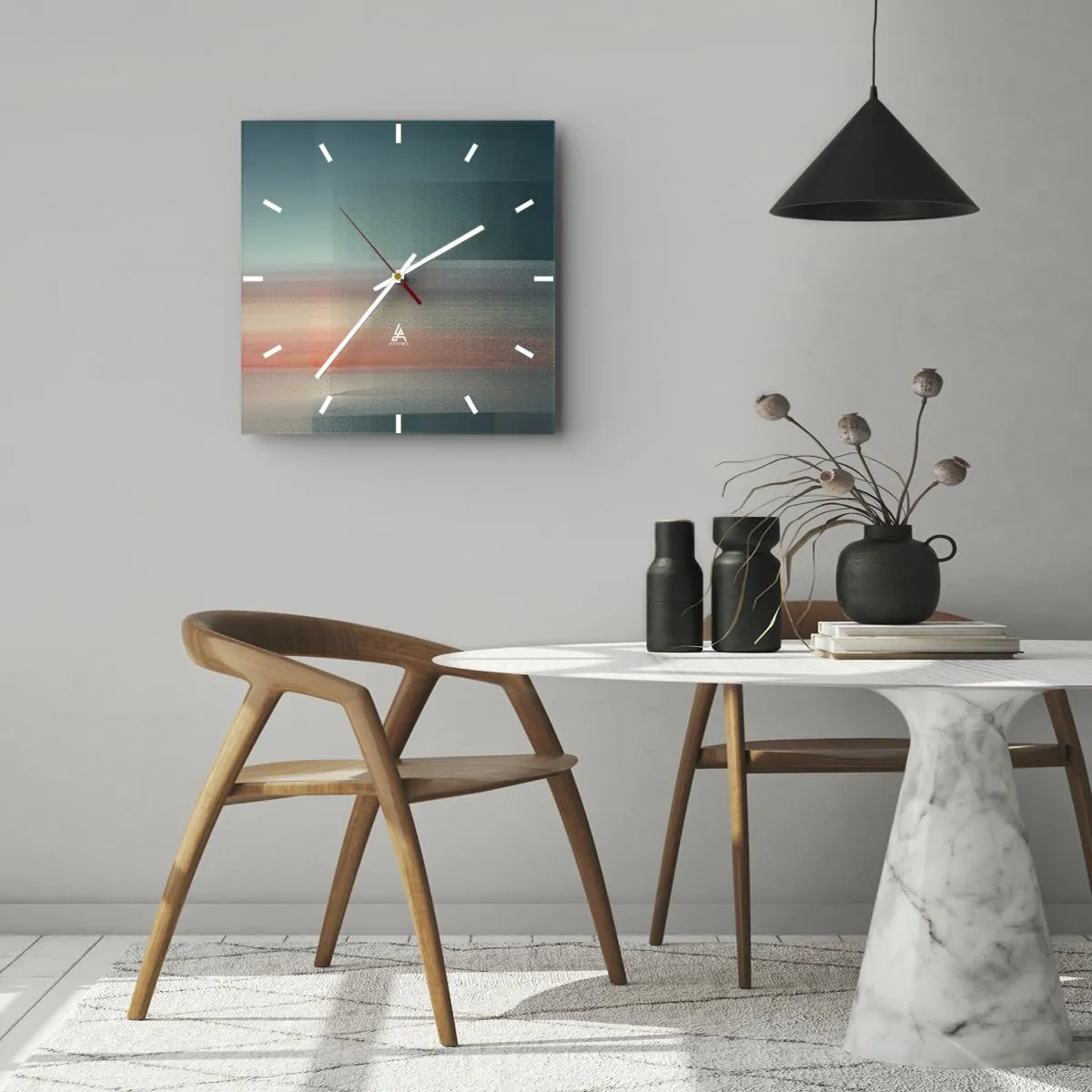 Nástenné hodiny - Abstrakcia: vlny svetla - 30x30 cm