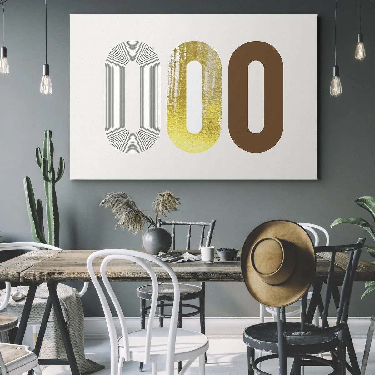 Obraz na plátne - Abstraktný motív troch geometrických tvarov - 70x50cm - Ooo! - Moderná nástenná dekorácia do obývacej izby a spálne ARTTOR