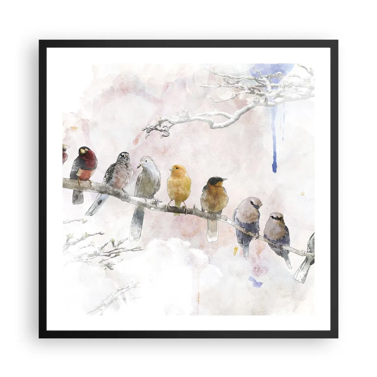 Plagát v čiernom ráme - Okrídlené stretnutie - 60x60 cm