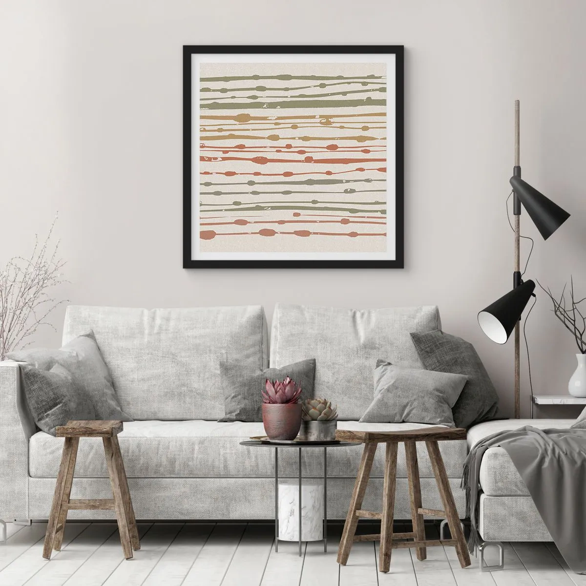 Plagát v čiernom ráme - Hudobný záznam farieb - 50x50 cm