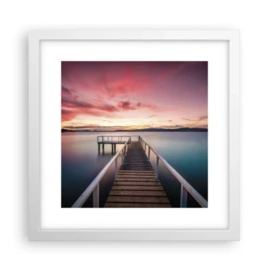Plagát v bielom ráme - Jemný plameň večera - 30x30 cm