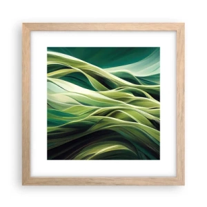 Plagát v ráme zo svetlého duba - Abstraktná hra na zelenú - 30x30 cm