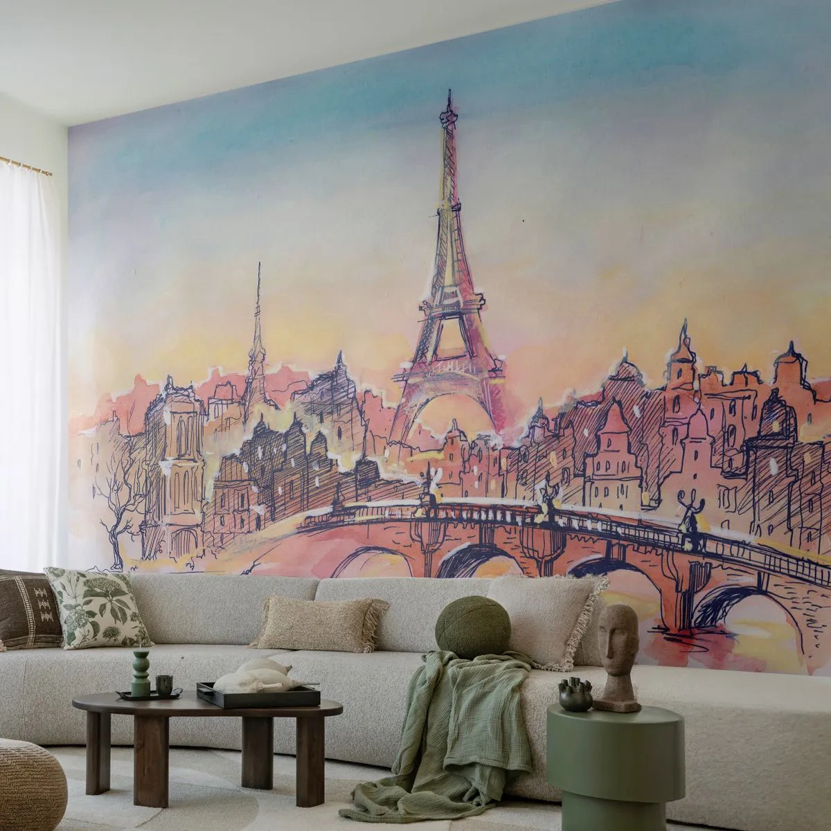 Samolepiaca Fototapeta Deluxe Sticker - Jediné také mesto na svete - Mesto, Eiffelova veža, Paríž - 250x175 cm