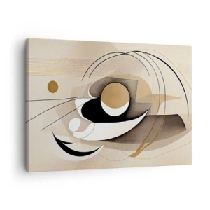 Obraz na plátne - Abstraktná kompozícia v odtieňoch béžovej a čiernej - 70x50cm - Kompozícia: podstata vecí - Moderná nástenná dekorácia do obývacej izby a spálne ARTTOR
