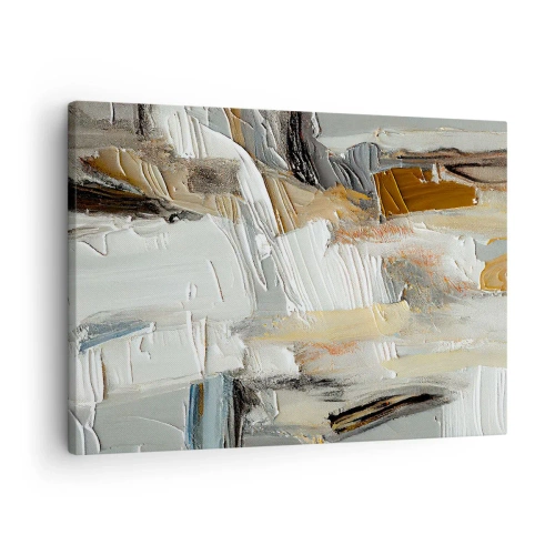 Obraz na plátne - Textúrna abstrakcia v zemitých tónoch a bielej - 70x50cm - Farebné nahromadenie - Moderná nástenná dekorácia do obývacej izby a spálne ARTTOR