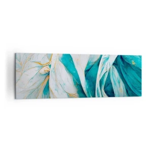 Obraz na plátne - Modrá abstrakcia so zlatým motívom - 160x50 cm