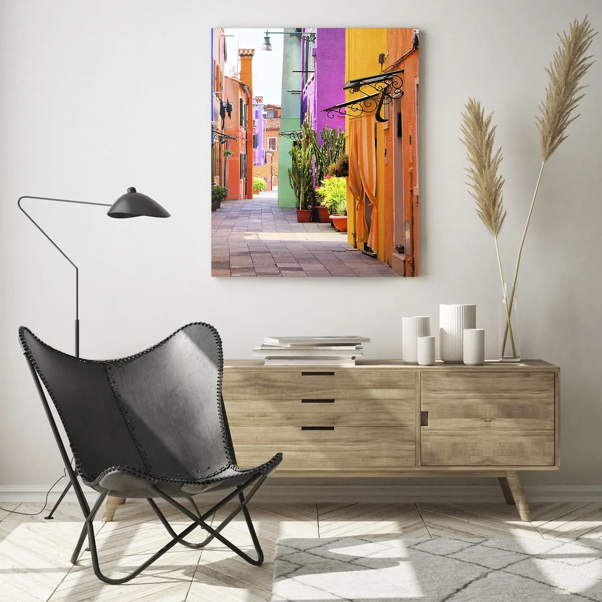 Obraz na skle - Dúhová ulička - 50x70 cm
