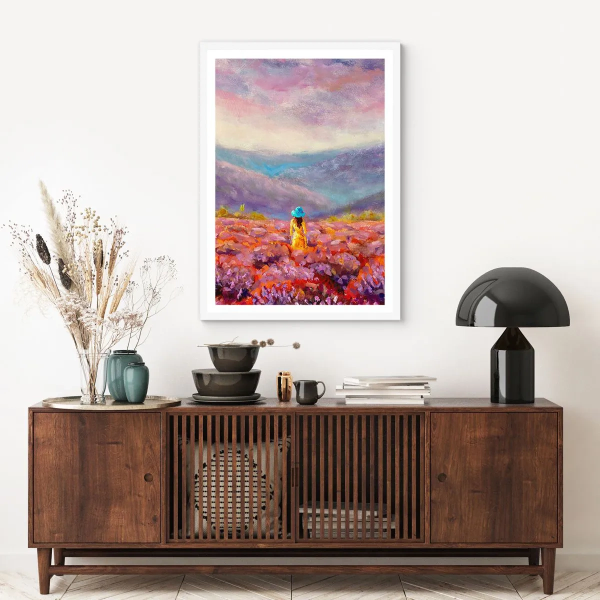 Plagát v bielom ráme - V levanduľovom svete - 50x70 cm