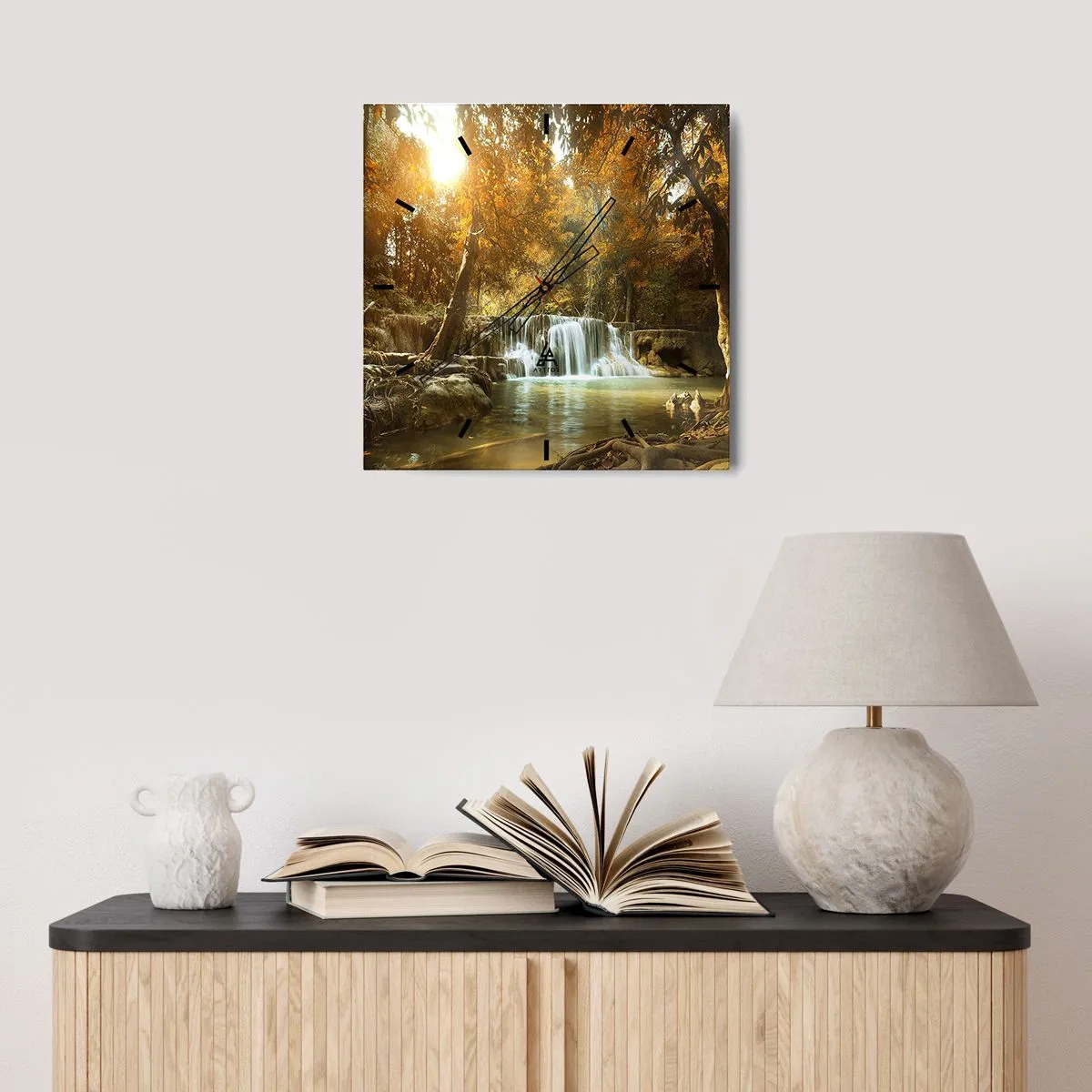 Nástenné hodiny - Parkový vodopád - 30x30 cm