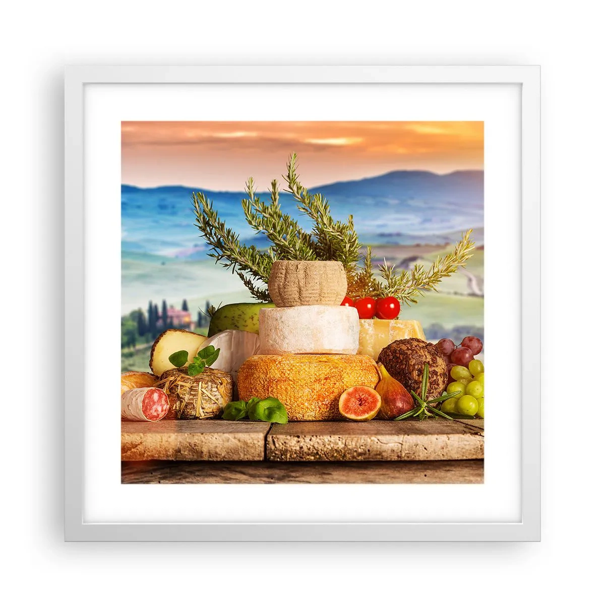 Plagát v bielom ráme - Talianska radosť zo života - 40x40 cm