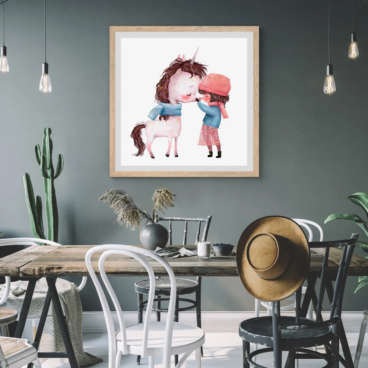 Plagát v ráme zo svetlého duba - Zimný príbeh - 60x60 cm