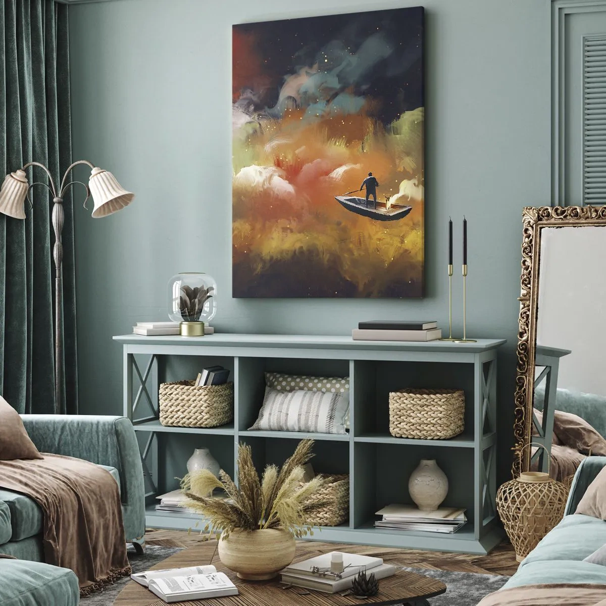 Obraz na plátne - Loďou cez galaxiu - 50x70 cm