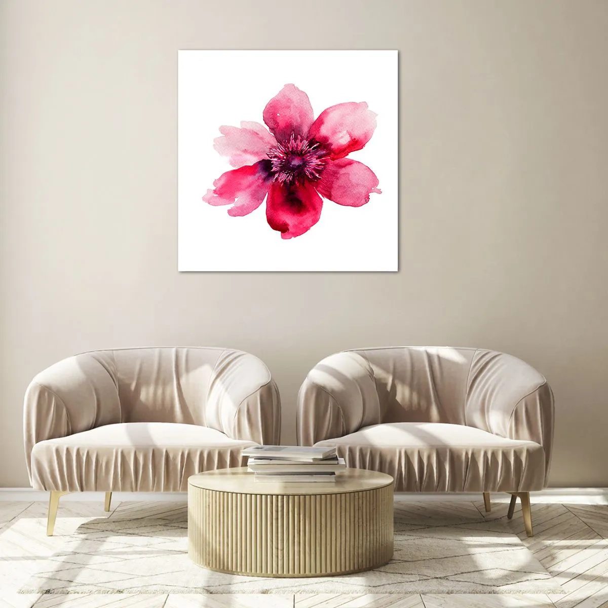 Obraz na skle - Karmínový voňavý bozk - 50x50 cm