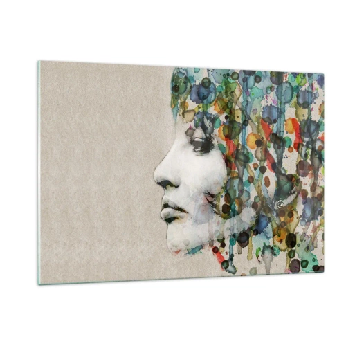 Obraz na skle - Vynorila sa zo šedej - 120x80 cm