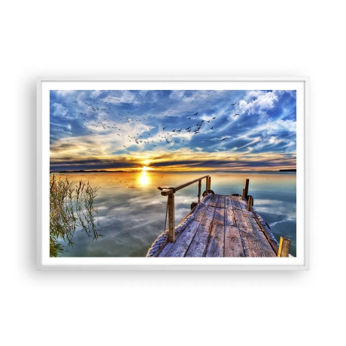 Plagát v bielom ráme - Vietor ide odpočívať - 100x70 cm