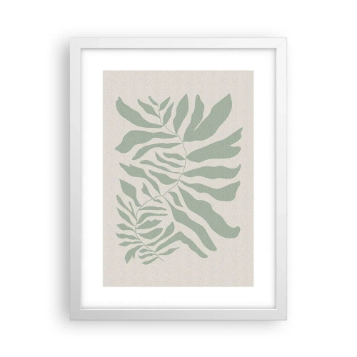 Plagát v bielom ráme - Smaragdová vetva - 30x40 cm