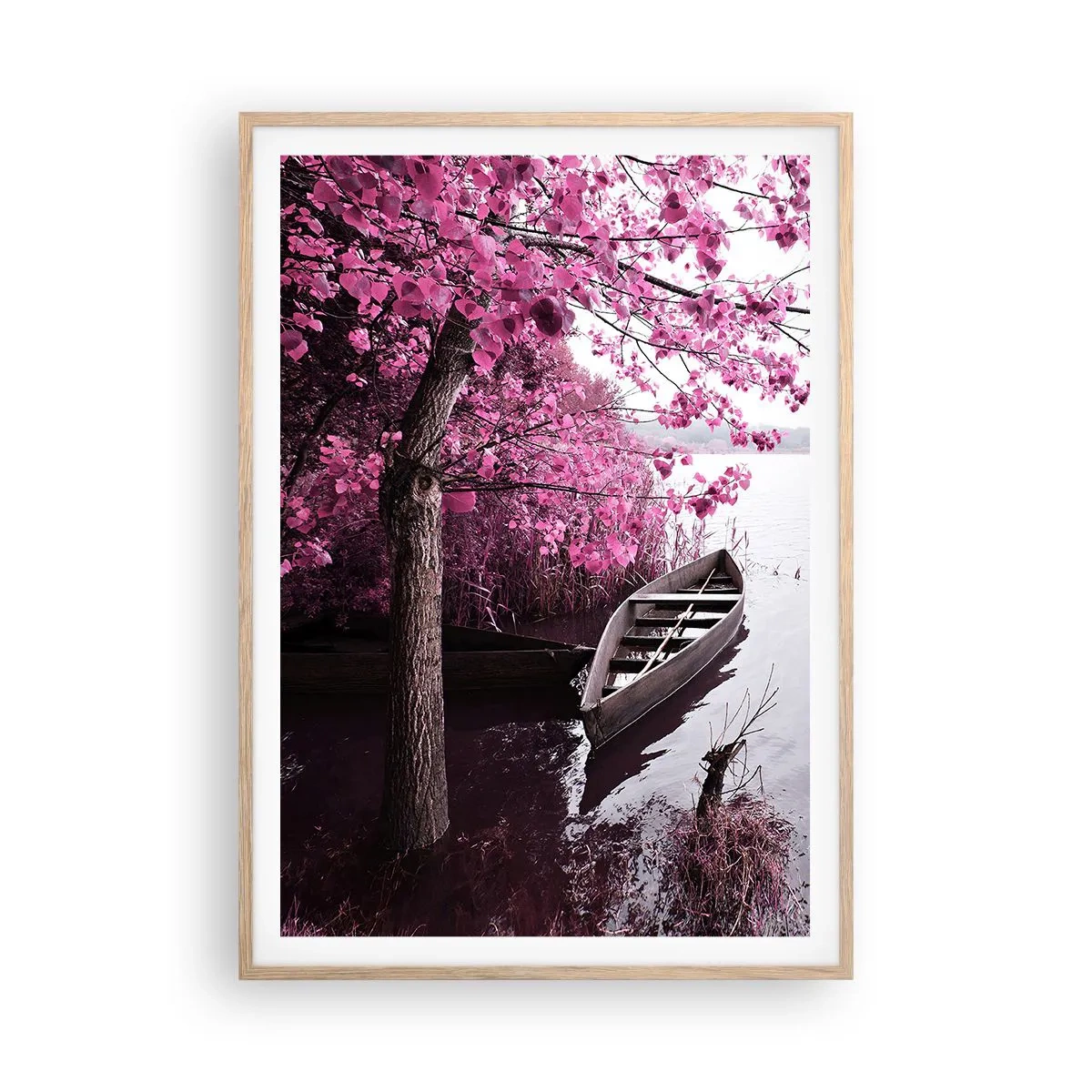 Plagát v ráme zo svetlého duba - V ružovom tichu - 70x100 cm