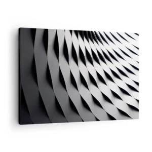 Obraz na plátne - Abstraktný geometrický vzor v odtieňoch čiernej a bielej - 70x50cm - Na hladine vĺn - Moderná nástenná dekorácia do obývacej izby a spálne ARTTOR