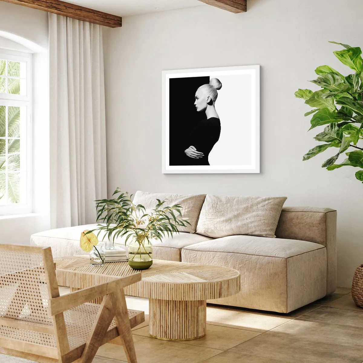 Plagát v bielom ráme - Proste žena - 60x60 cm