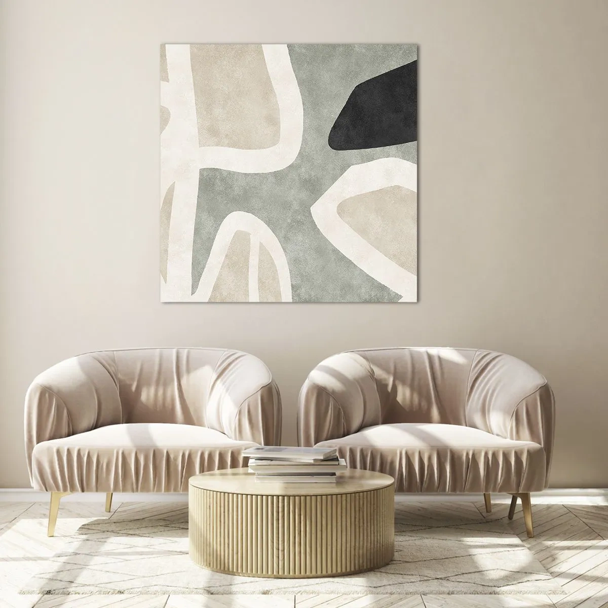 Obraz na skle - Kompozícia s čiernym motívom - 40x40 cm