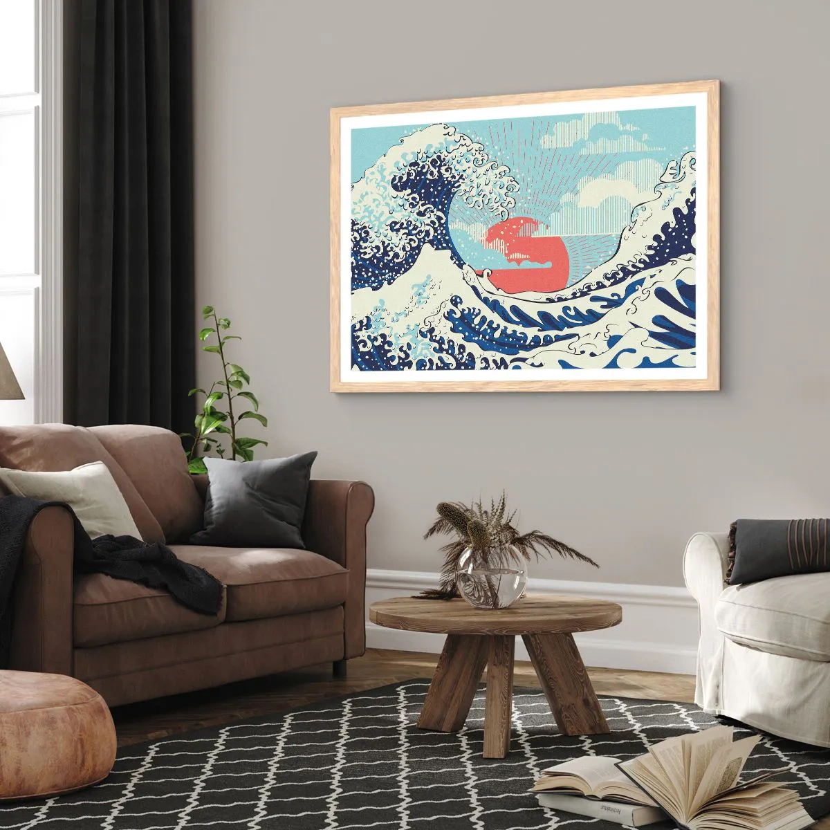 Plagát v ráme zo svetlého duba - Z japonských inšpirácií - 70x50 cm