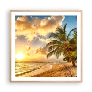 Plagát v ráme zo svetlého duba - Večné leto, vždy prázdniny - 60x60 cm