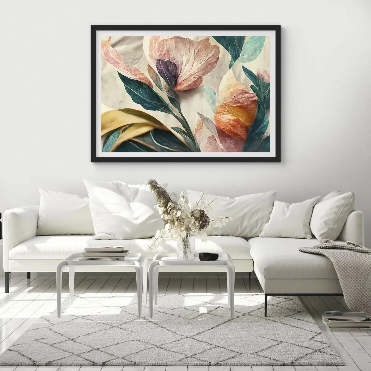 Plagát v čiernom ráme - Kvety južných ostrovov - 70x50 cm