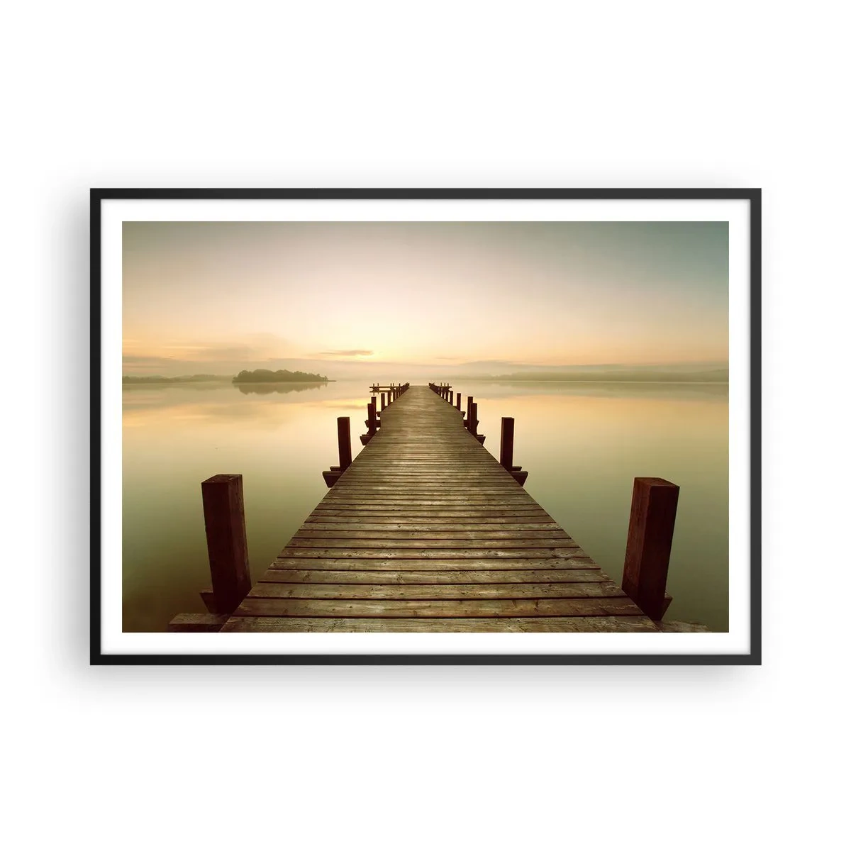 Plagát v čiernom ráme - Úsvit, svitanie, svetlo - 100x70 cm
