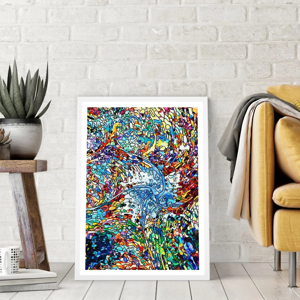 Plagát v bielom ráme - Vitráž s kvapkami - 70x100 cm