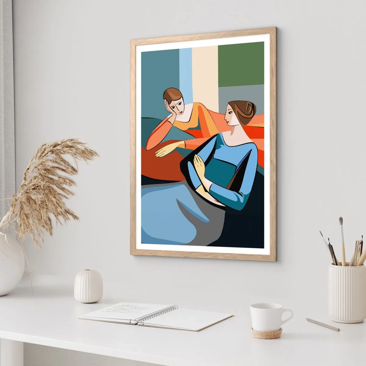 Plagát v ráme zo svetlého duba - Dôverná chvíľa - 61x91 cm