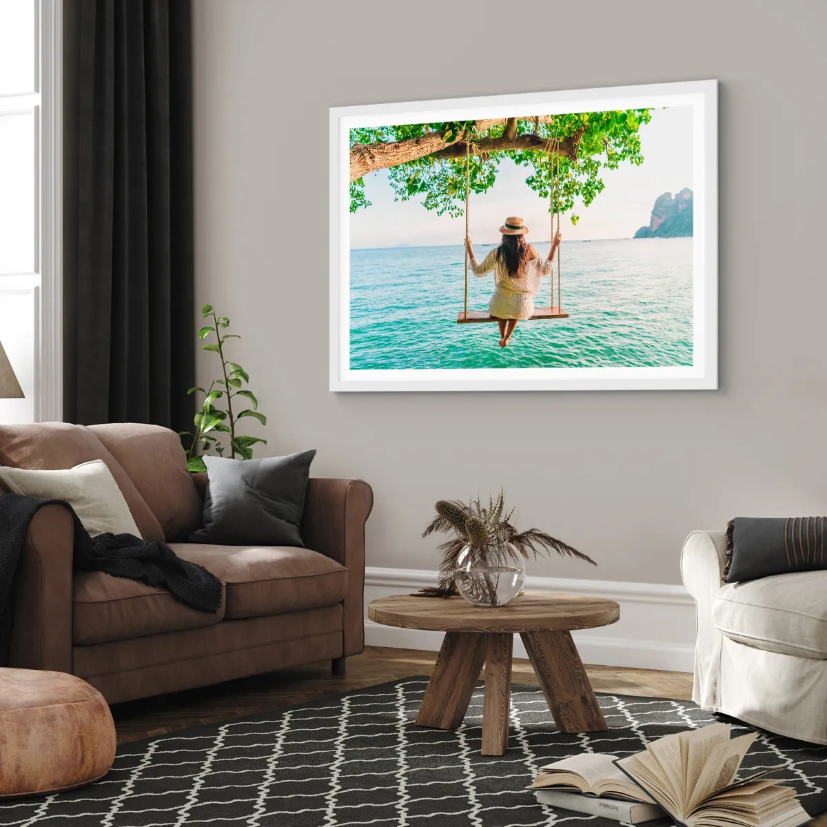 Plagát v bielom ráme - Život je krásny - 100x70 cm