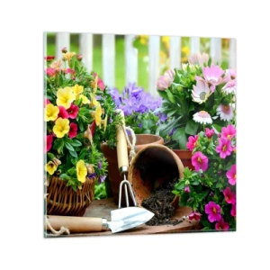 Obraz na skle - Záhradka Žofky - 50x50 cm
